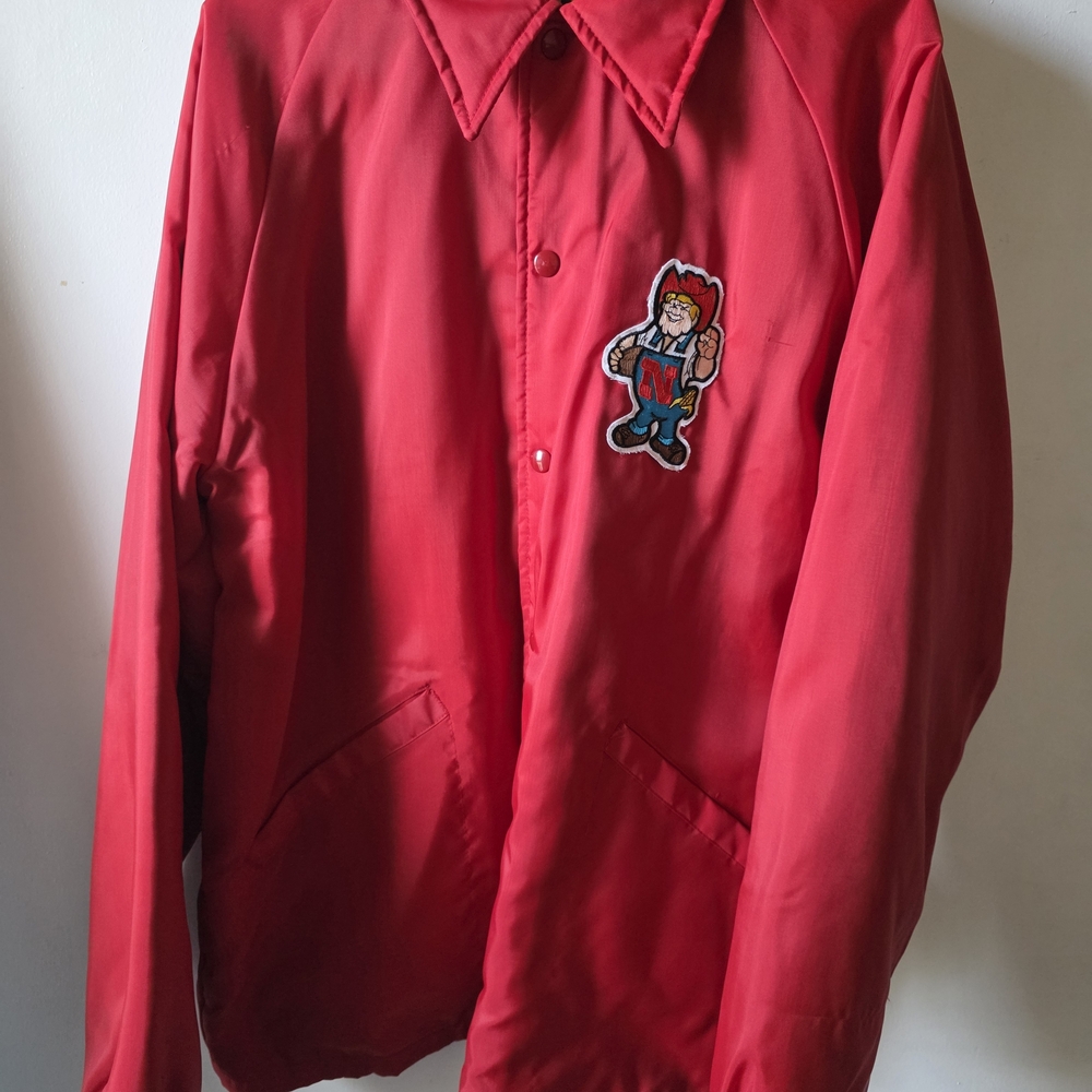 Vintage Swingster 70s Nebraska Cornhuskers Satin Coach Jacket Felt Lined Large
